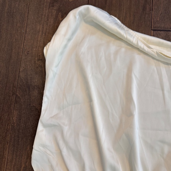 Cider SATIN ASYMMETRICAL NECK SOLID RUCHED BODYSUIT NWT - Picture 6 of 6